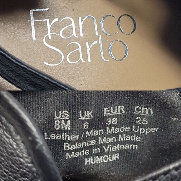 Franco Sarto Womens Humor Black Leather Block Heel Sling Back Sandals Sz 8 - Picture 3 of 11